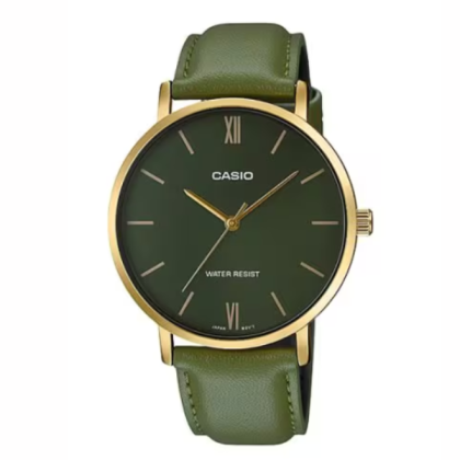Casio General MTP-VT01GL-3B Green Leather Band Men Watch